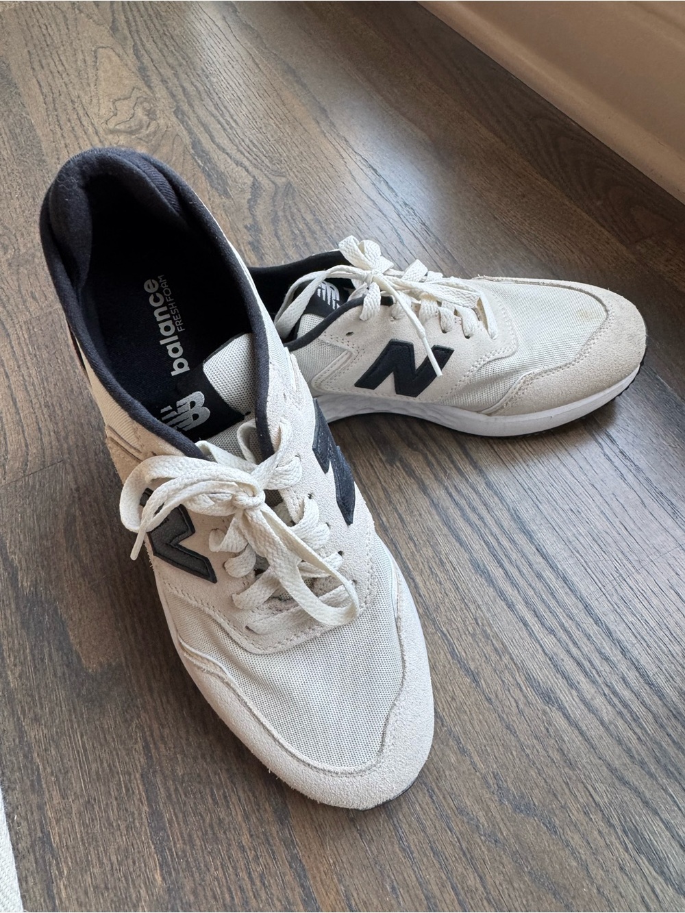 New Balance Women's Cream and Black Athletic Sneakers